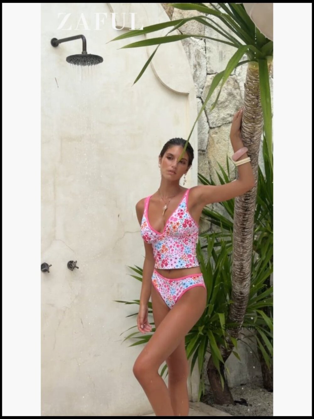 Tummy Control Tankini Set with Adjustable Straps and Removable Pads - Picture 7 of 7